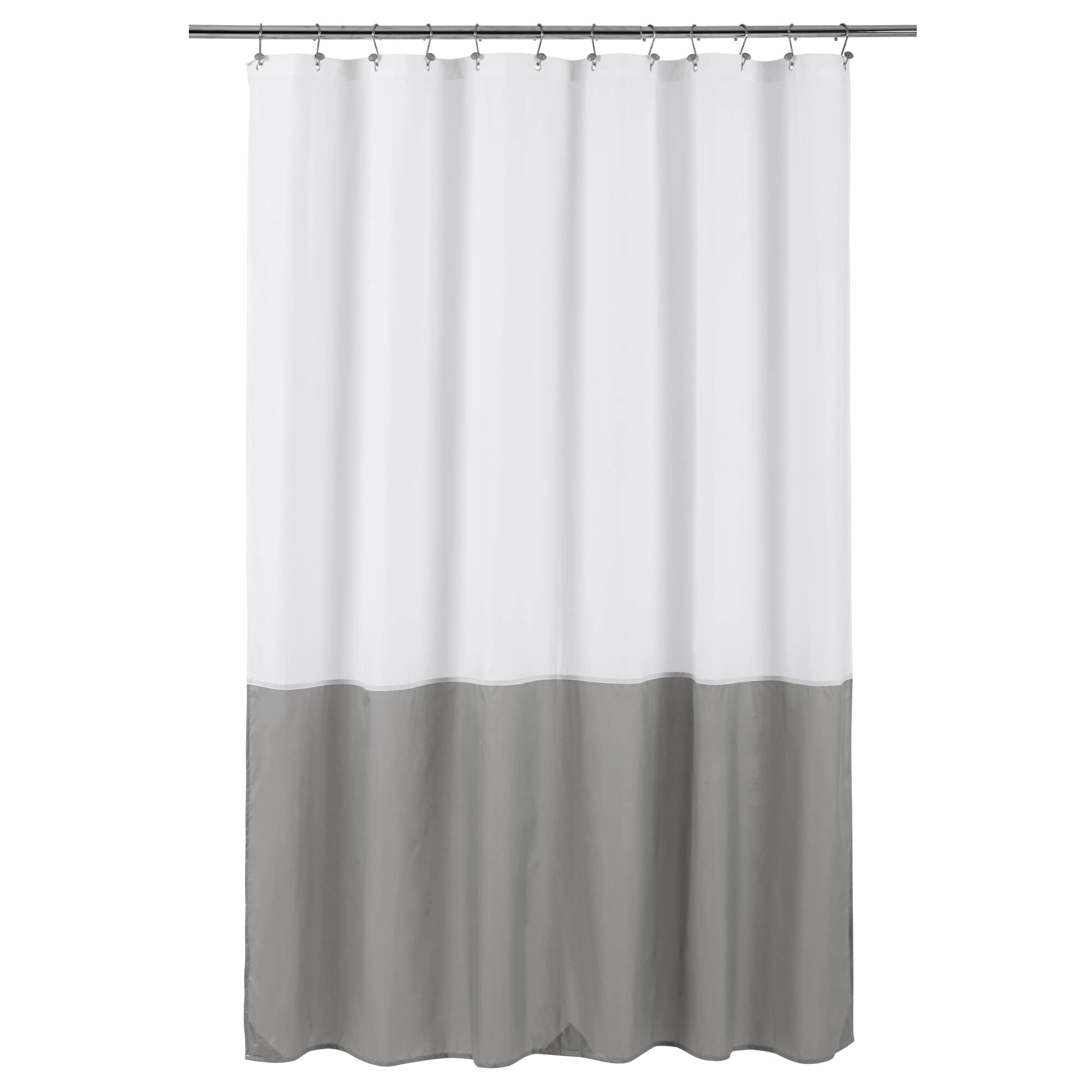 Photo 1 of ALYVIA SPRING Waterproof Fabric Shower Curtain Liner - Soft & Light-Weight Cloth Shower Liner, 3 Bottom Magnets, Hotel Quality & Machine Washable - Standard Size 72x72, White and Grey