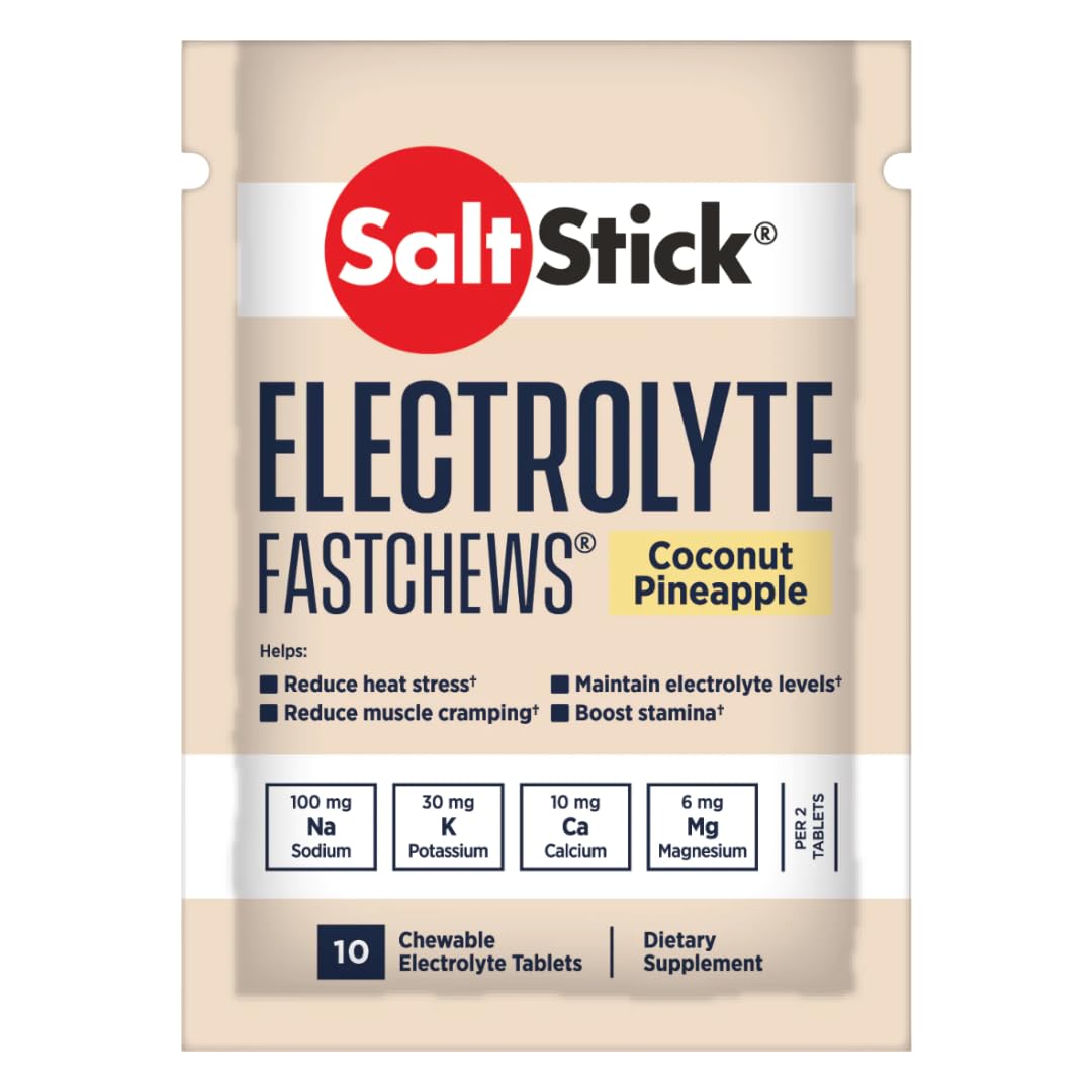 Fast Chews Coconut Pineapple Electrolyte Replacement Tablets for Rehydration 10-Pieces