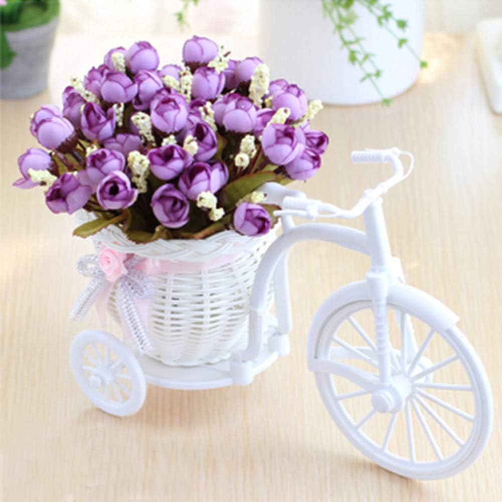 Top Estore Faux Flowers Small Potted Plant Home Garden Decoration Fake Flowers (Color_6)