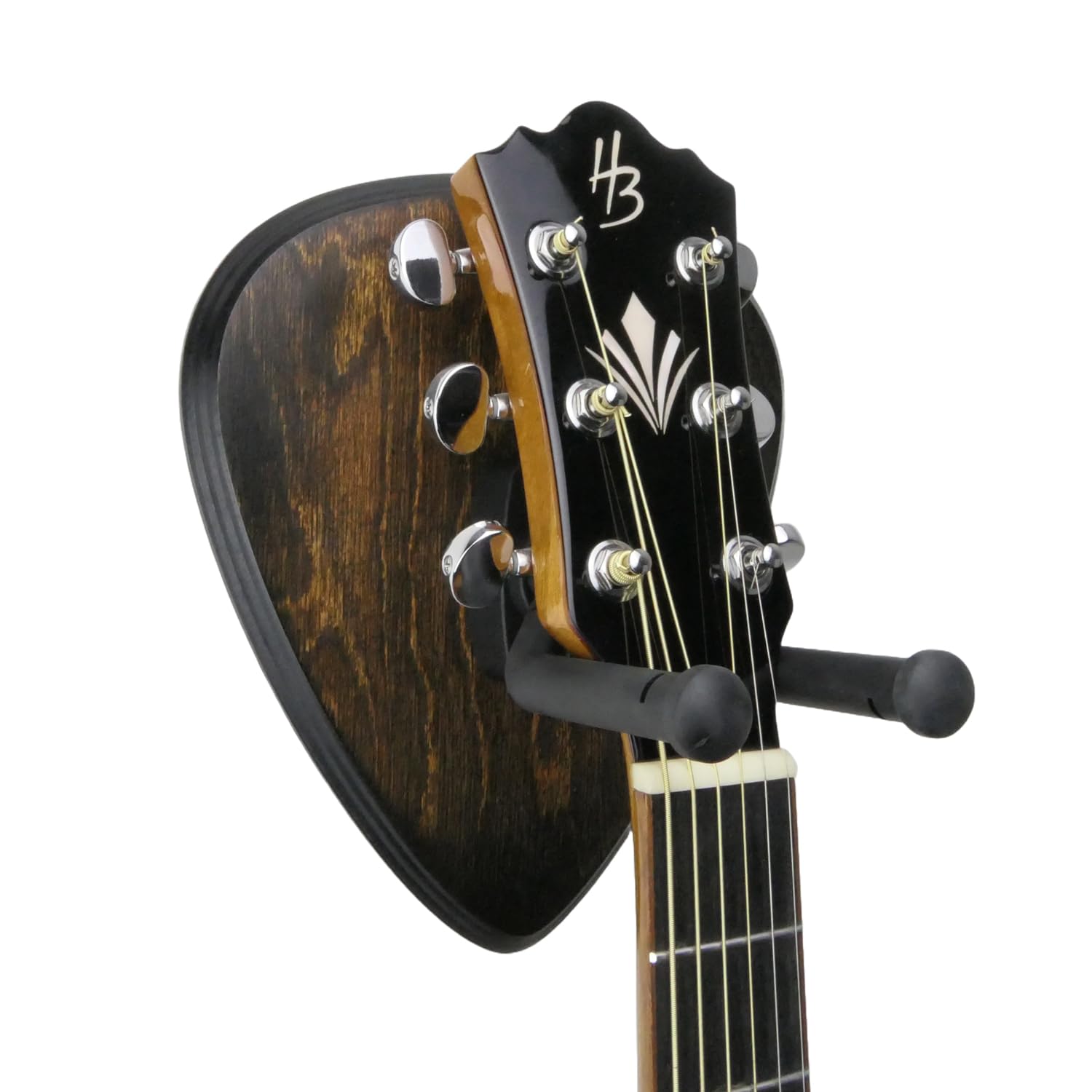 Gitarren Wandhalter aus Holz Wandhalterung - Braun Schwarz 23,5x23,5cm - Gitarrenhalter Modell DARK EDGE FOUR