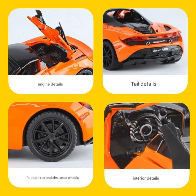 Image of Sky Tech McLaren 720 Sports Car SUV Car 1:32 Scale Model Exclusive Alloy Metal Pull Back Die-cast Metal Pullback Toy Openable Doors & Light Music Best Gifts Kids【Colors as Per Stock 】