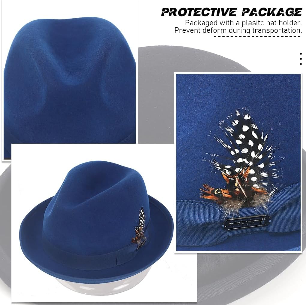 Ruphedy Wool Fedora Hats for Men Women Wide Brim Felt Panama Hat - Image 5