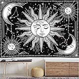 papel tapiz blanco y negro mx ◆Diseño único: este tapiz de sol y luna muestra una unión perfecta de estilo, detalle y artesanía. Representa la colisión de blanco y negro, el misterio del sol, la luna y la constelación, que puede reflejar la estética única y la personalidad del anfitrión.
