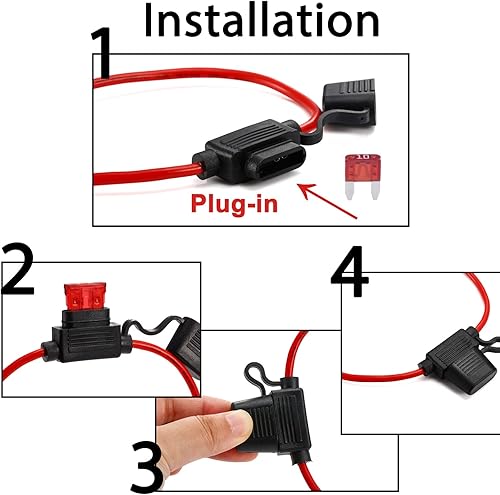 Miniatura 3 de Cable UL Chanzon 5 unids 14awg ATMMini portafusibles impermeable en línea Marine r para fusibles de cuchilla 30A automotriz coche motocicleta