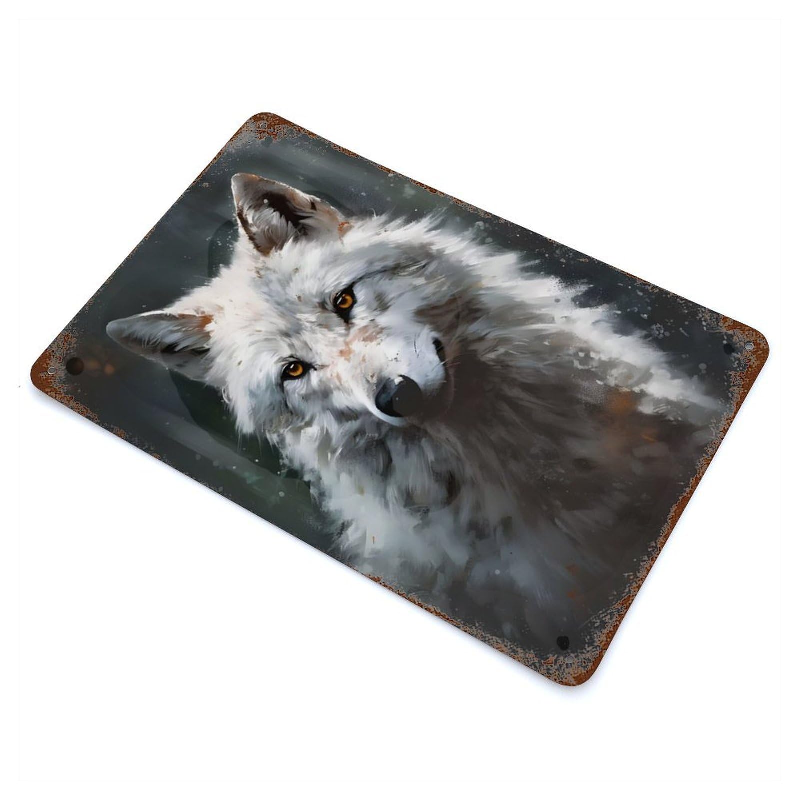 Direwolf Portrait Painting Vintage Rust Metal Sign 11.8"x7.9", Farmhouse Wall Decor for Garage, Pub Or Kitchen