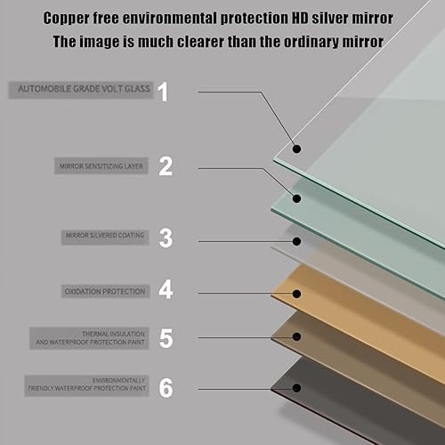 Miniatura 6 de QQXX Espejo de baño con luz LED de medio círculo para montar en la pared, 3000K-6000K, espejo iluminado antivaho regulable, espejo de tocador