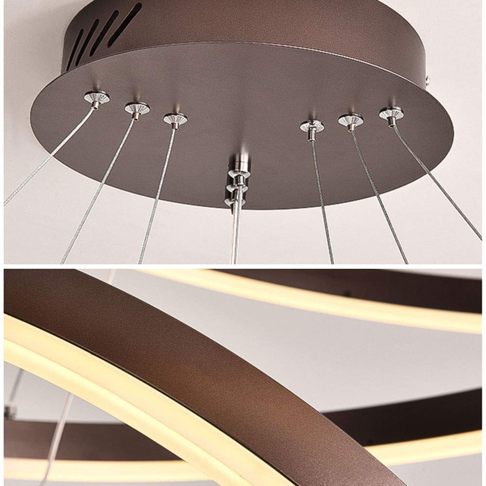 Lichtsse LED Pendelleuchte 85W, 5950 Lumen – 3 Ringe (40+60+80 Cm), Höhenverstellbar, Dimmbar, Für Wohnzimmer & Esszimmer