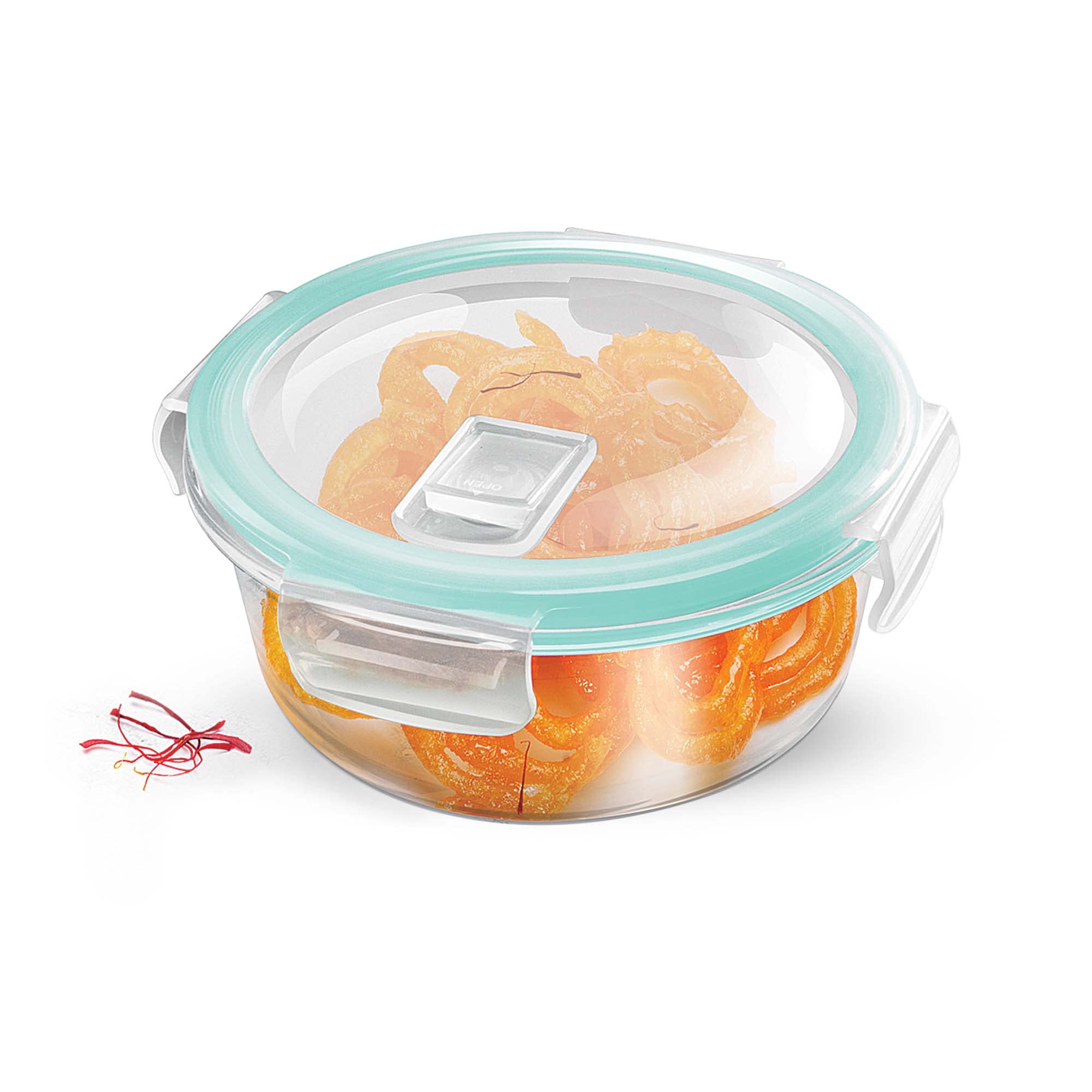 Treoby Milton Hi Borosilicate Clip Fresh Round Container, 400 ml, 1 Piece, Transparent