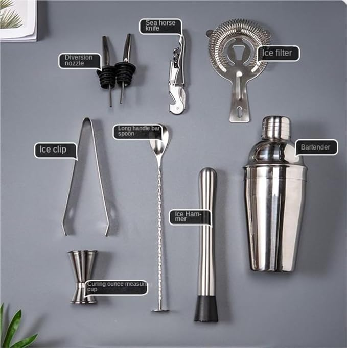 Set de Bartender 10 Piezas Coctelera Acero Inoxidable 350ml miniatura 4