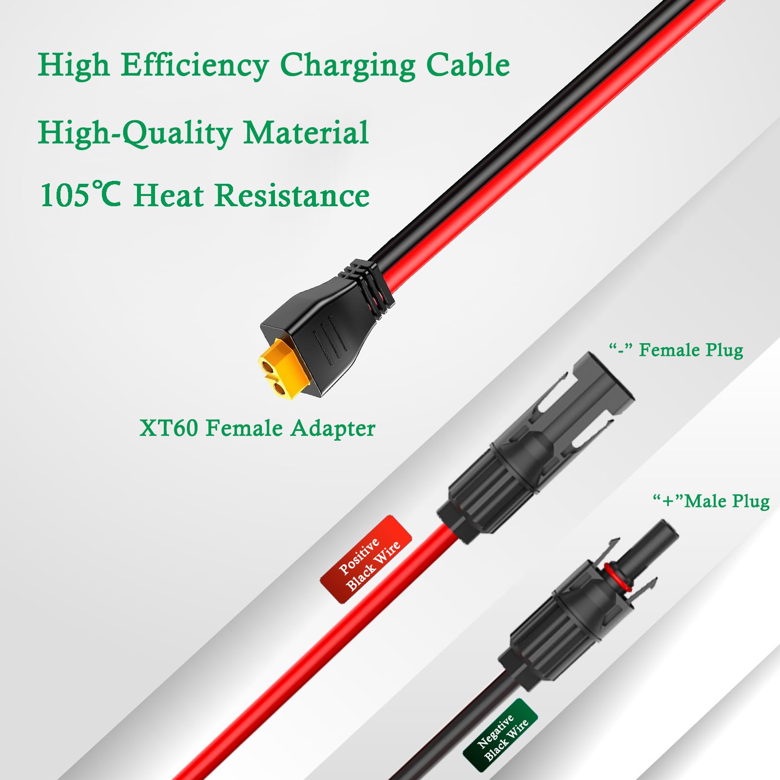 MaxEnergy Panele słoneczne do złącza XT60, przedłużacz ładowania, 10AWG, złącze solarne do XT60, kabel adaptera do panelu słonecznego do przenośnej elektrowni, generatora słonecznego