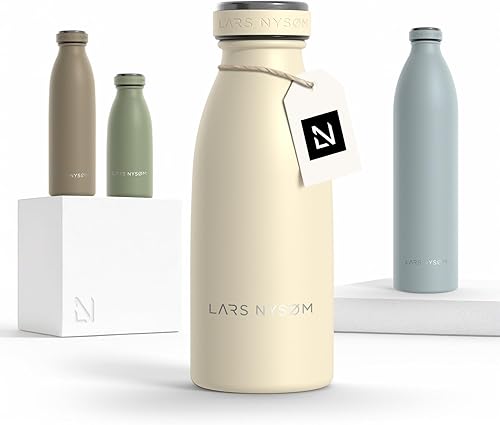 LARS NYSØM Botella de agua aislada de acero inoxidable de 12 onzas, 17 onzas, 25 onzas, 34 onzas, 51 onzas, frasco térmico aislado para bebidas