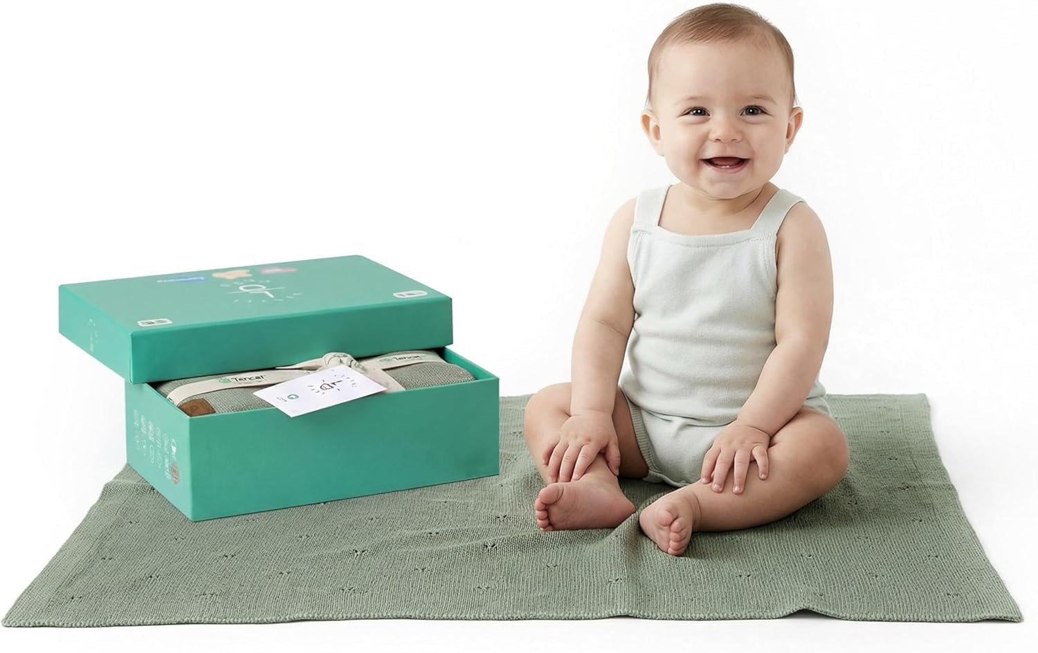 Pointelle 100% Tencel Baby Blanket 30x40 in, Green