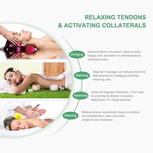 Vista 35 de airogym Herramienta de masaje Guasha, tabla de piedra natural Gua Sha, 4 piezas de piedra Guasha Scraping juegos de masaje para SPA acupuntura