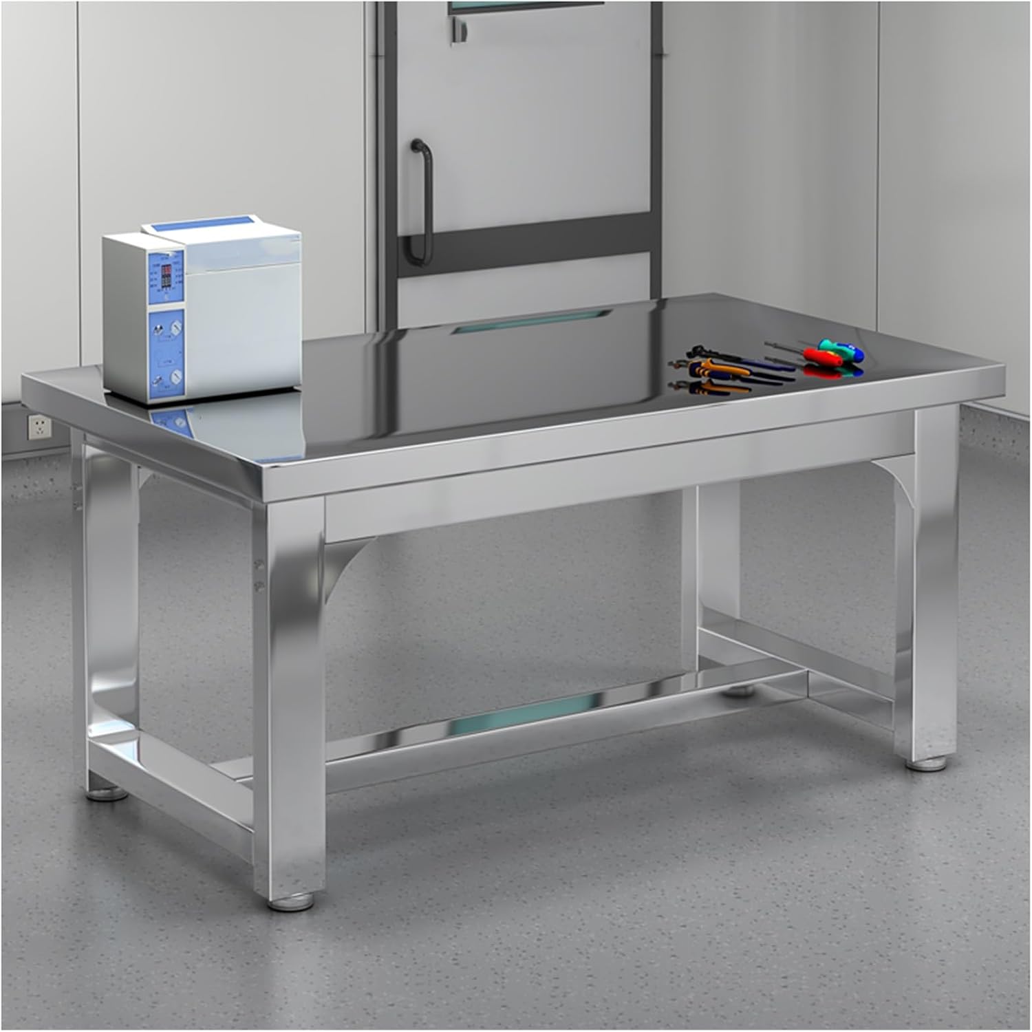 Factory Workshop Thickened Stainless Steel Work Table Enlarged Table Top Triangular Structure Reinforced Load-Bearing Beams Adjustable Foot Pads