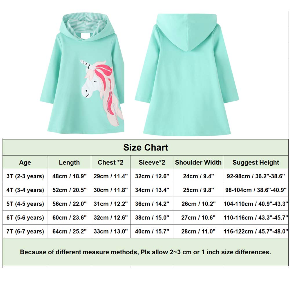 JinBei Vestidos con Capucha Niñas Largo Túnica Pullover Tops Manga Larga Algodón Suéter Casual Otoño Sudadera con Capucha 2 3 4 5 6 7 años