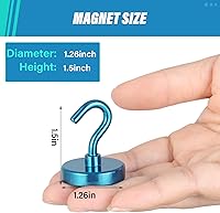 Vista 4 de Neosmuk Ganchos Magnéticos de Servicio Pesado, Imán Fuerte con Gancho para Refrigerador, Ganchos Industriales Súper de Neodimio de Resistencia Extra