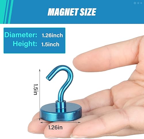 Miniatura 4 de Neosmuk Ganchos magnéticos resistentes, imanes fuertes con gancho para refrigerador, ganchos industriales súper resistentes de neodimio para colgar,