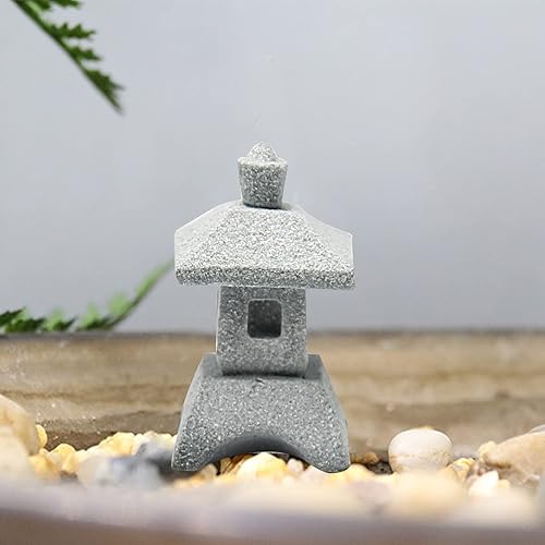 Miniatura 7 de Saihisday 3 estatuas de pagoda en miniatura, farol de pagoda de estilo japonés, decoración asiática, estatua cuadrada de pagoda china para jardín