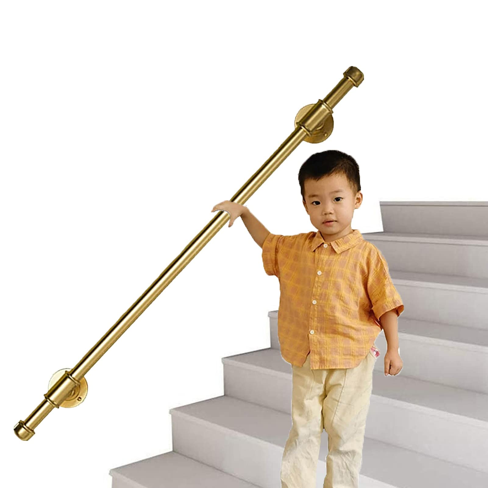 Rampe d'escalier en métal forgé doré de 2,7 m pour intérieur et extérieur