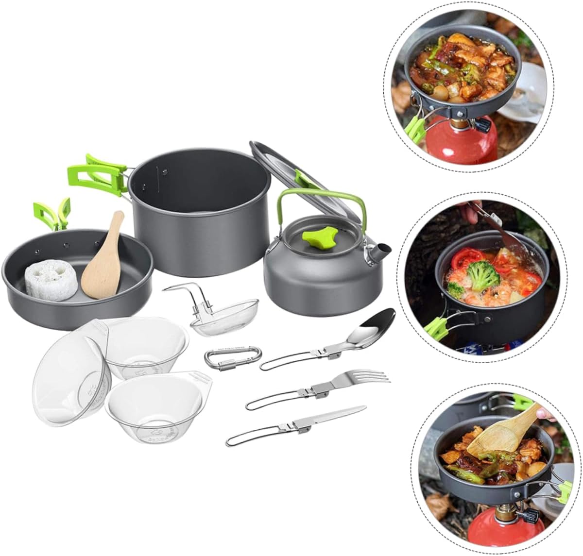 1 Set Portable Cookware for Camping and BBQ Lightweight Cookware with Cutlery and Easy to Carry for Outdoor Adventures and Picnics