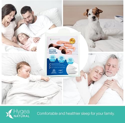 Miniatura 5 de Hygea - Juego de 2 lujosos protectores de almohada naturales resistentes al agua - Fundas de almohada con cremallera prémium