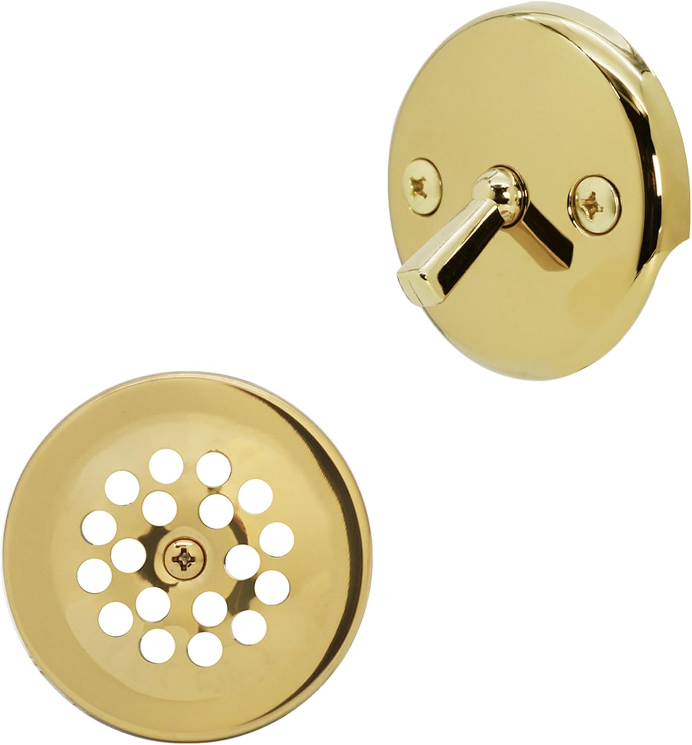 Westbrass A592144-01 1-1/2" x 14" Black Poly Tubular Bath Waste & Overflow Assembly with Trip Lever and Beehive Strainer Grid Drain Cover, Polished Brass