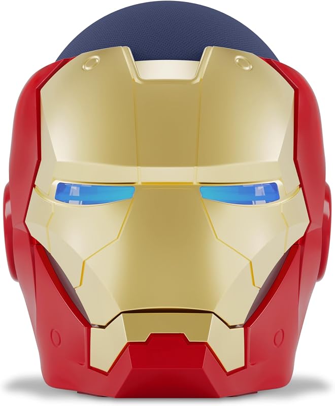 Paquete Echo: Echo Dot (5 .ª generación, lanzamiento en 2022) | Deep Sea Blue y edición limitada Marvel Iron Man Stand