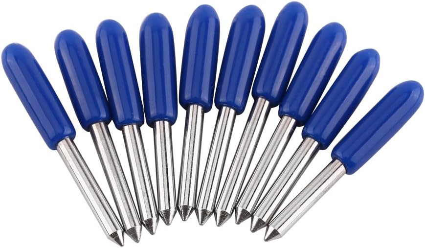 10Pcs Cutting Knife 30/45/60 Degree Plotter Cutter Blades Cemented Carbide GCC Cutter Cutting Plotter Blade Replacement Cutter Blades(60°)