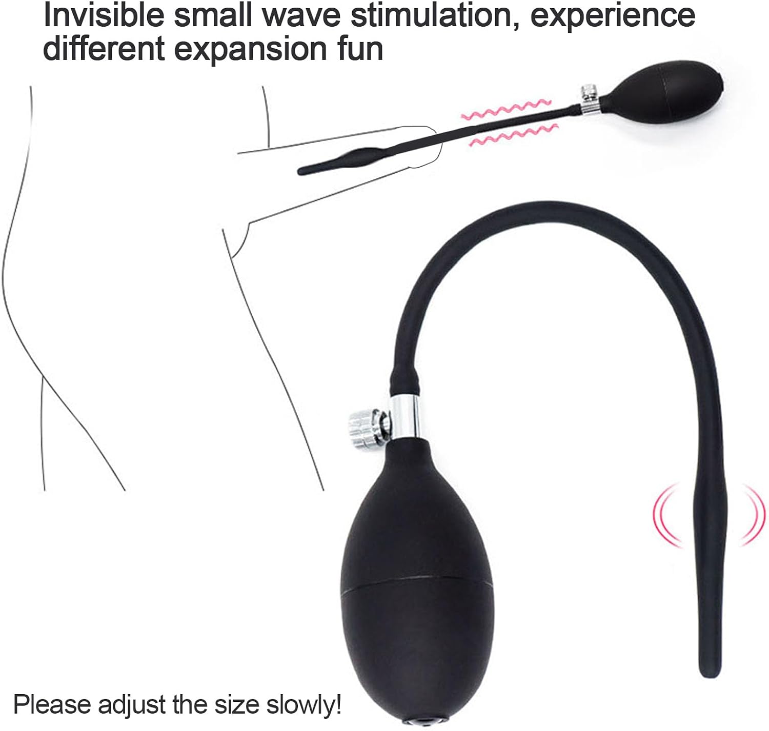 MFMYEE Inflatable Dilator Penis Plug, Silicone Inflatable Cock Plug Dilator with Pump, Male Inflatable Masturbation Device, SM Men's Urethral Sounds Penis Plug Massage Erotic Sex Toy