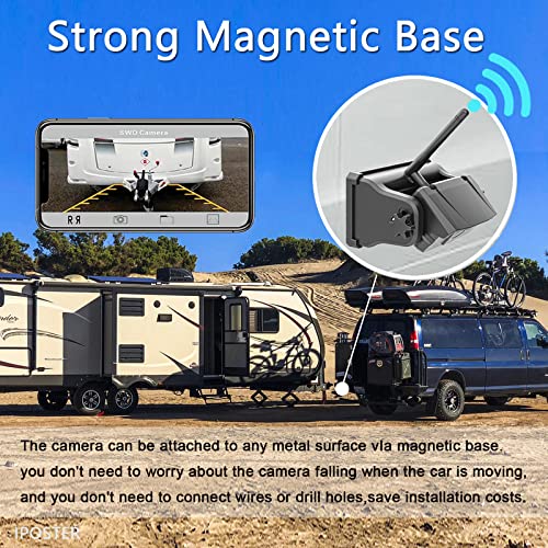 Magnetic Wireless Rechargeable Backup Camera - Iposter Wifi Backup Camera With Battery Night Vision Easy For Hitching Horse Gooseneck Boat Travel Trailer Rv Fifth Wheels Camper For Iphone Ipad Android #TOP2