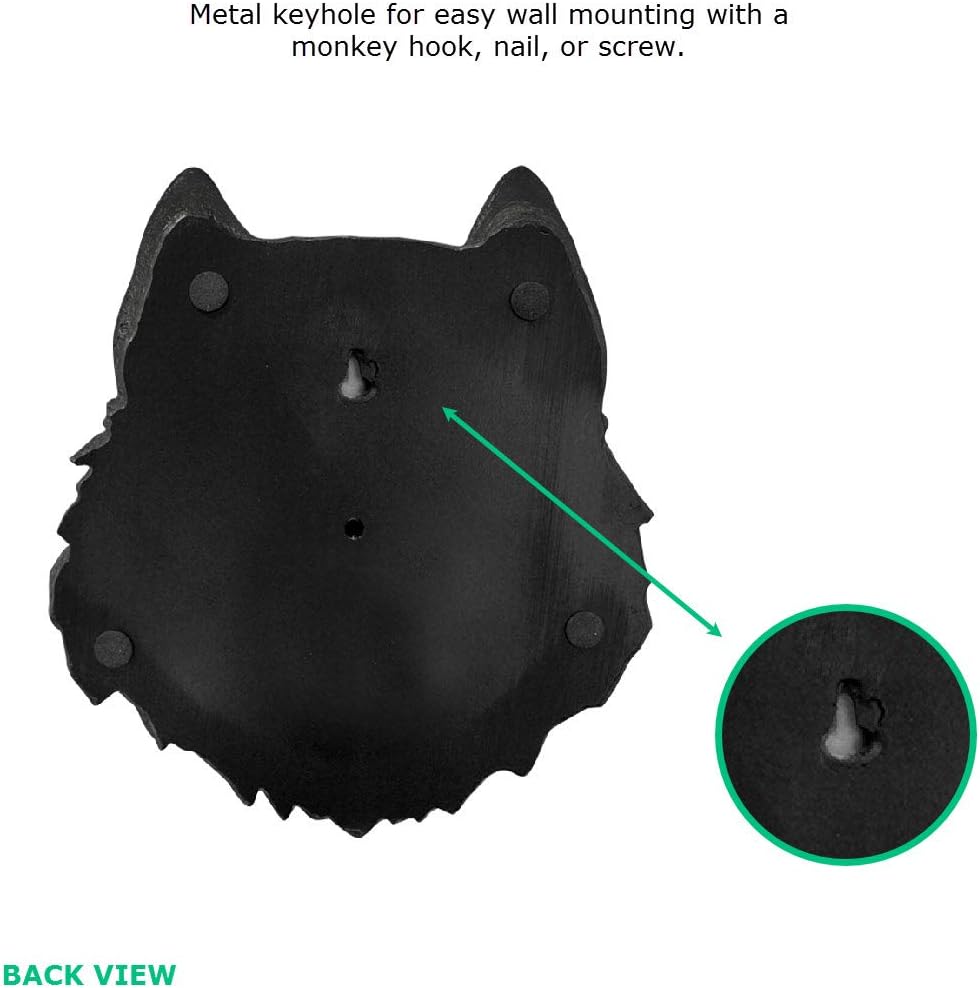 Wall Charmers Mini Black Faux Wolf Head Wall Hanging - 9" Faux Taxidermy Animal Head Wall Decor - Handmade Farmhouse Decor