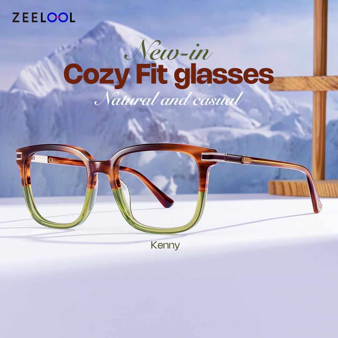 Zeelool Glasses Frame For Women Men, Square Eyeglasses Frame with Clear Lens Metal Accent Hinges Kenny ZJGX293154 - Image 2
