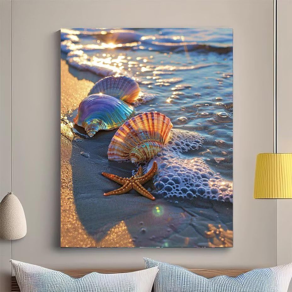 Diamond Art Cristal Point de Croix Plage : Kit Broderie Diamant 60x80 - 2