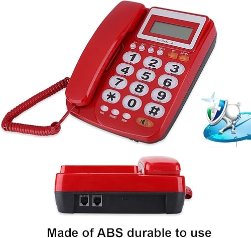 Miniatura 4 de Teléfono con cable, teléfono fijo con cable de escritorio con pantalla de identificación de llamadas con altavoz LCD sonido claro teléfono fijo