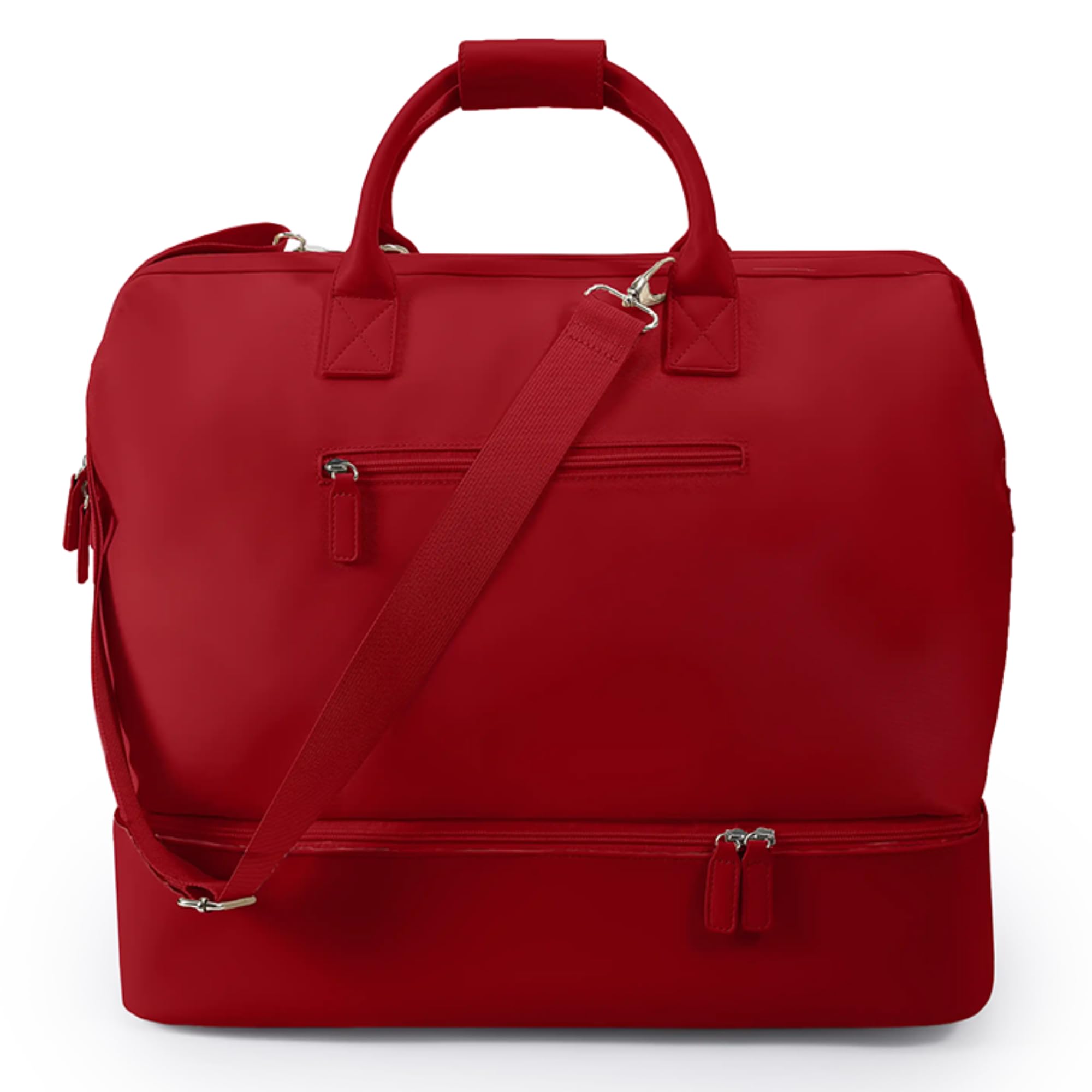 NOBL Travel Weekender Bag for Women & Men, Large Duffel Carry-On Tote with Trolley Sleeve, Separate Shoe Compartment & Laptop Pocket, Leather