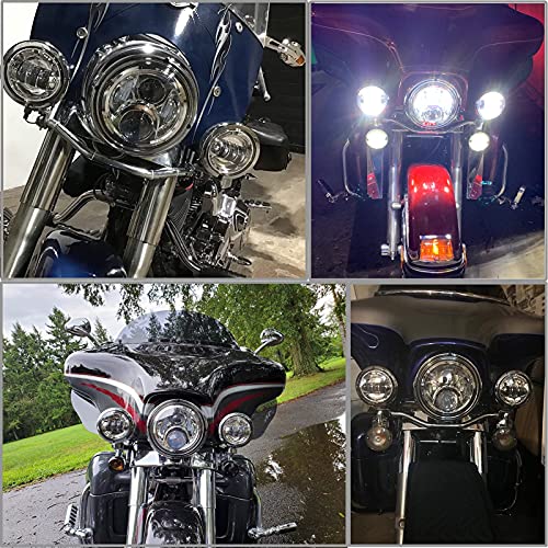 Alyoned 7 Inch Motorcycle Led Headlight 4.5" Fog Passing Lights Dot Kit Compatible With Harley Davidson Fat Boy Street Glide Heritage Softail Road King Switchback Electra Glide Ultra Classic Chrome #TOP4