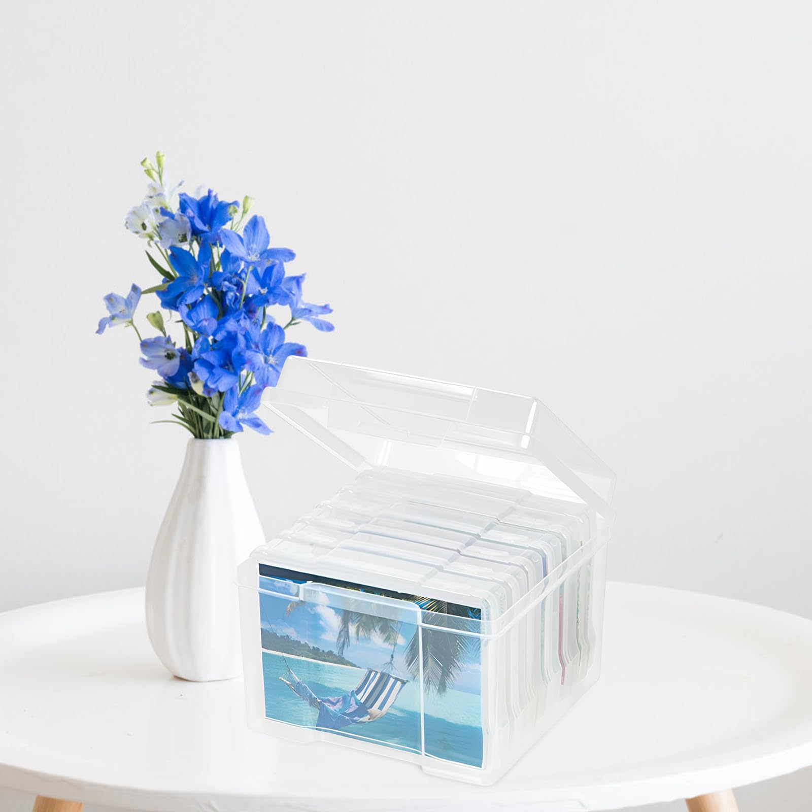 Caja de Almacenamiento de Tarjetas de Plástico Pp Tapa Transparente 6 Piezas para Organizar Fotos y Evitar Daños para Adecuado para Escritorio y Manualidades