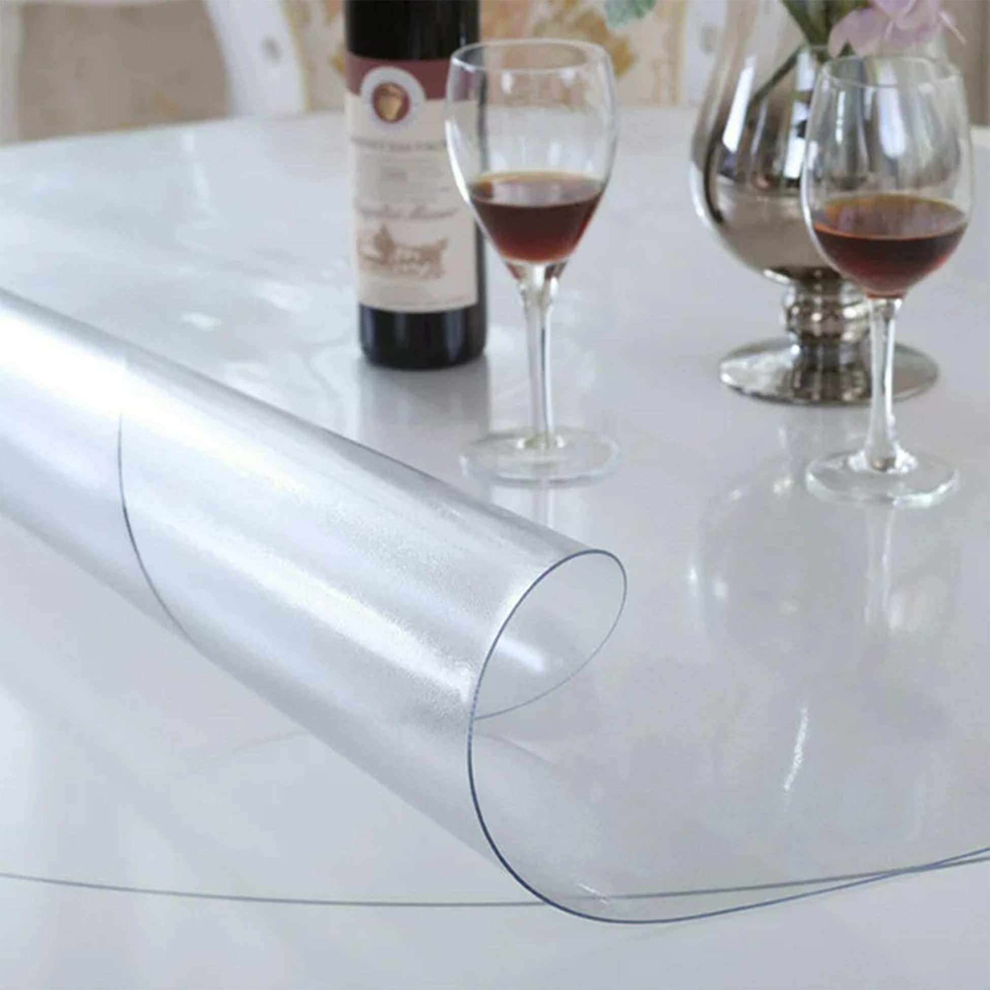 AYLFBFU 53cm Round Tablecloths for Circular Table Frosted White Plastic Table Cloth, Modern, Durable and Odorless, Table Top Protectors, Easy to Clean and Wipe Clear Pvc Sheet, Frosted Matte 2mm — image 1