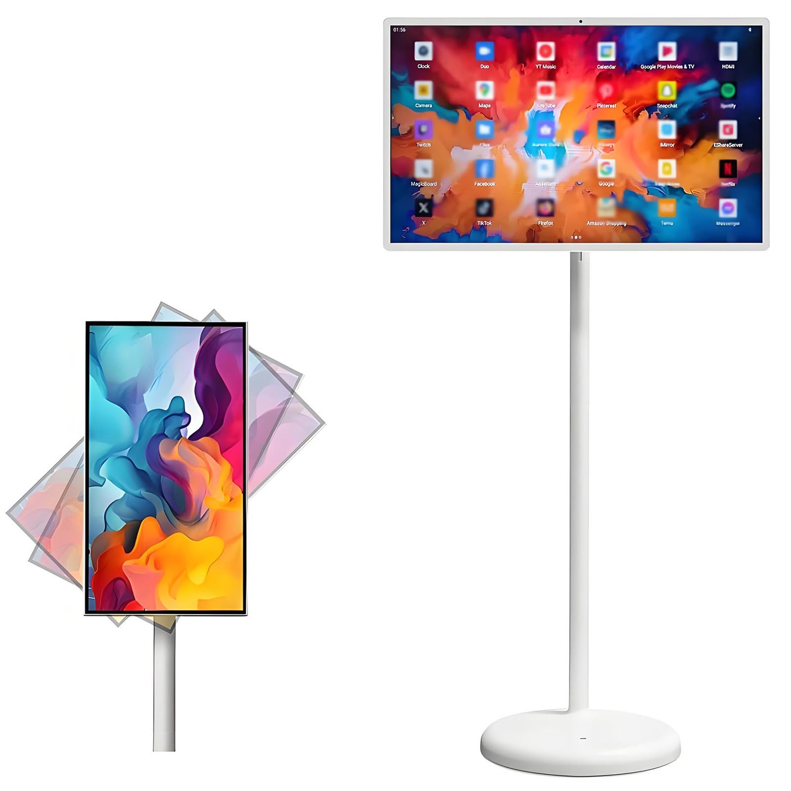 Tablet Portátil De 21.5 Pulgadas con Pantalla Táctil Y Soporte con Ruedas. Televisor Móvil Inteligente Inalámbrico con Pantalla Táctil Y Ruedas, Batería De 6000 Mah 4+64GB
