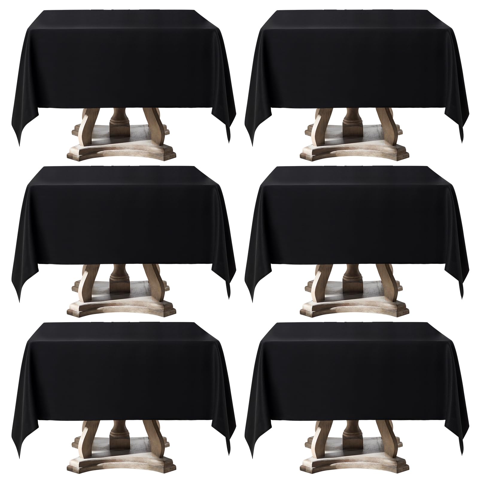 Aocoz 6 Pack Square Tablecloth 52 x 52 Inch Black Tablecloths Stain-Wrinkle Resistant Washable Polyester Table Cloths for Holiday, Buffet Parties,and Wedding