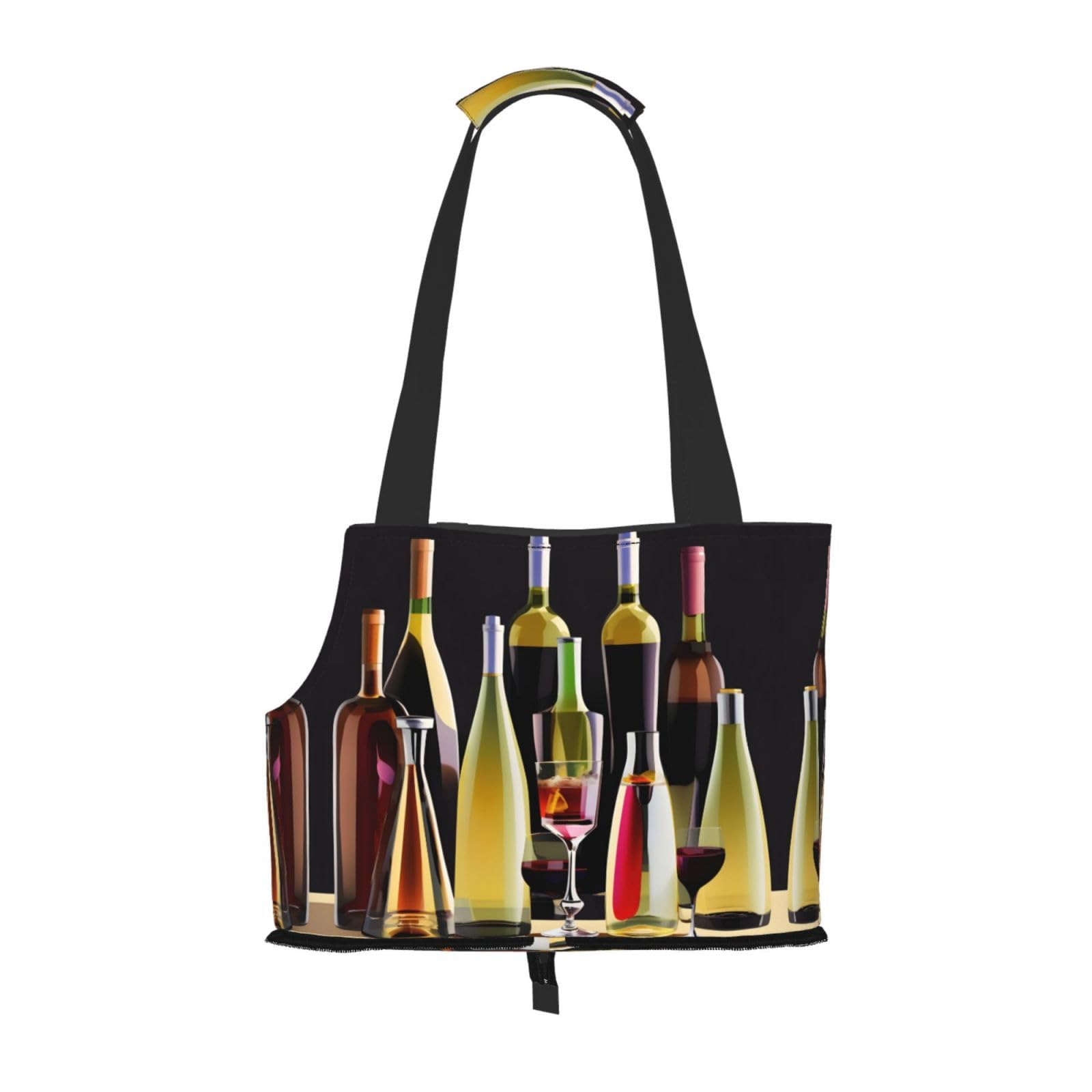 Sac de transport pour petits chiens, chats et lapins au motif cocktail et vin tendance