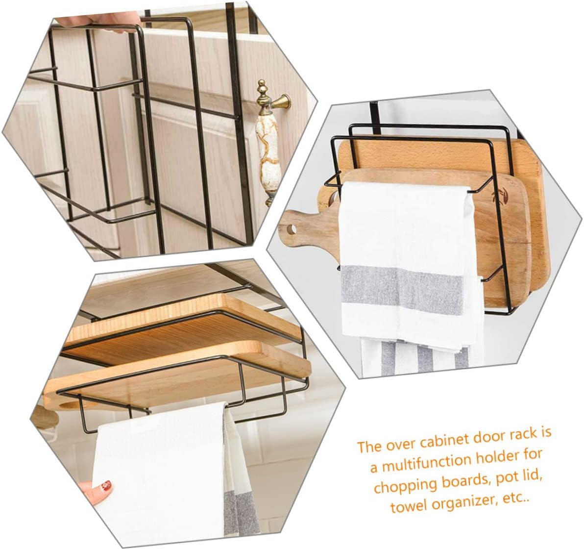 2pcs No Drill Towel Rack & Kitchen Wrap Organizer, Wall-Mounted Door Storage for Pots & Lids, Space-Saving Kitchen Accessory, Easy Installation, Home Essentials