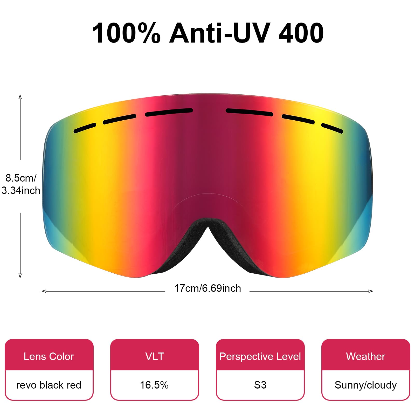 YooxArmor Kids Ski Goggles,Anti fog Snowboard Goggles with Double Lenses for Children 6-14 Years,100% UV 400 Protection for Boys Girls OTG Over Helmet Compatible - Image 3