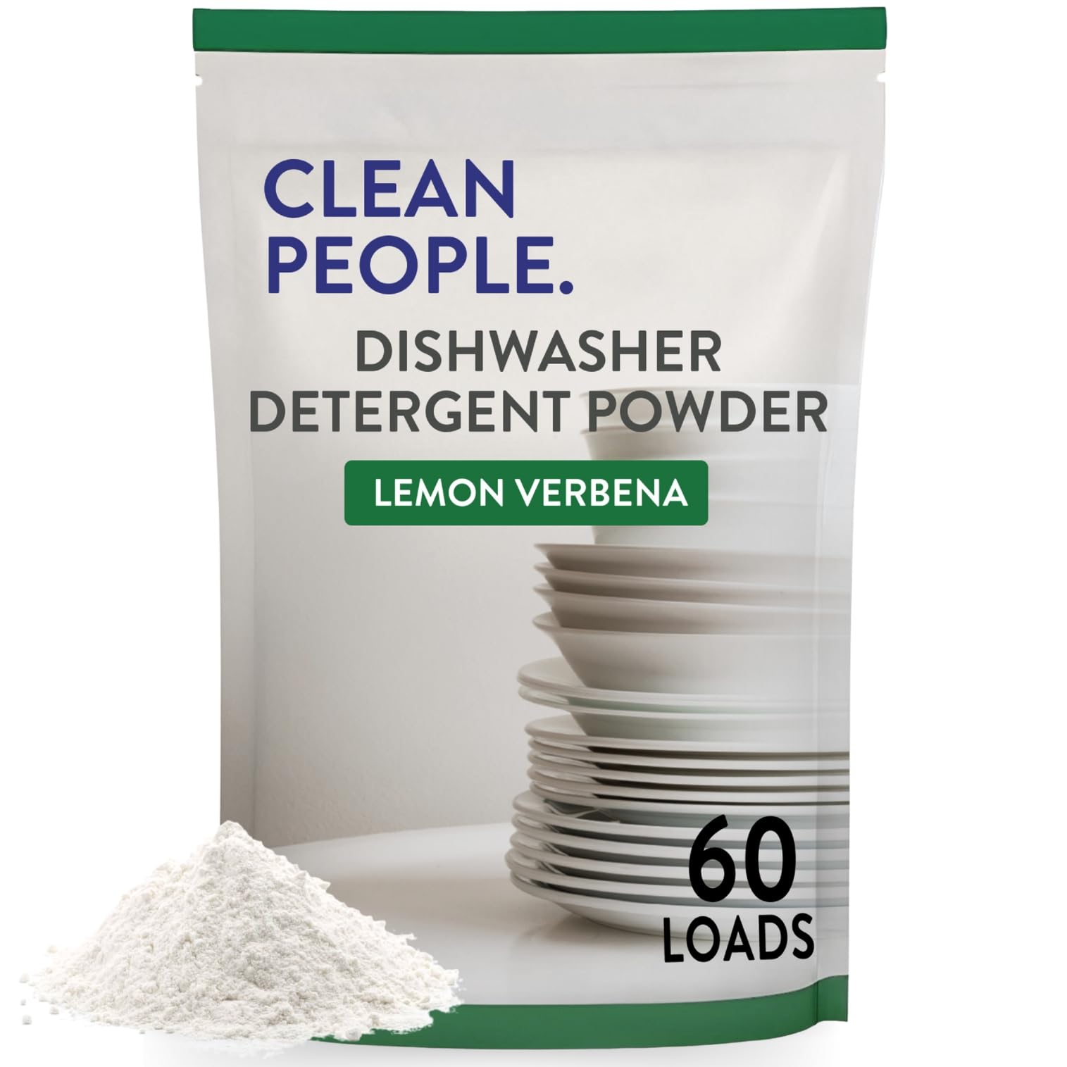 The Clean People Dishwasher Detergent Powder | Cuts Grease and Rinses Sparkling Clean | Residue-Free (30 Ounce, Lemon Verbena)