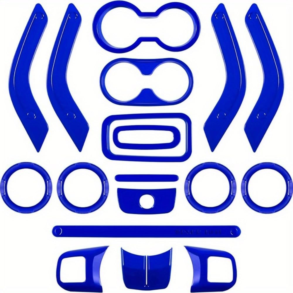 18 PCS Full Set Interior Decoration Trim Kit Steering Wheel Center Console Door Handle Air Conditioning Vent Cup Holder Gear Cover Trim for Jeep for Wrangler JK JKU 2011-2018 4-Door (Red)