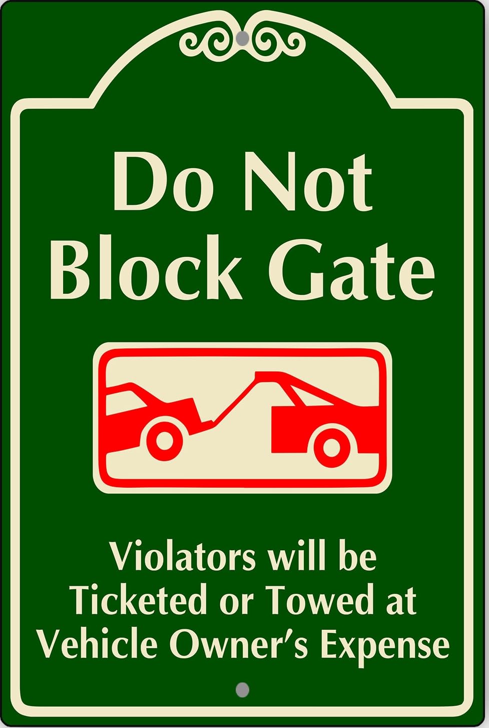 Do Not Block Gate Violators Will Be Towed Home Garage Bars Warning Sign