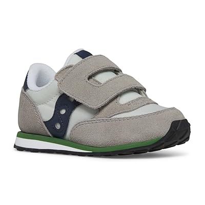 Saucony Kids Jazz Hook Loop Sneaker (Toddler/Little Kid) Kids Shoes Grey/Navy/Green