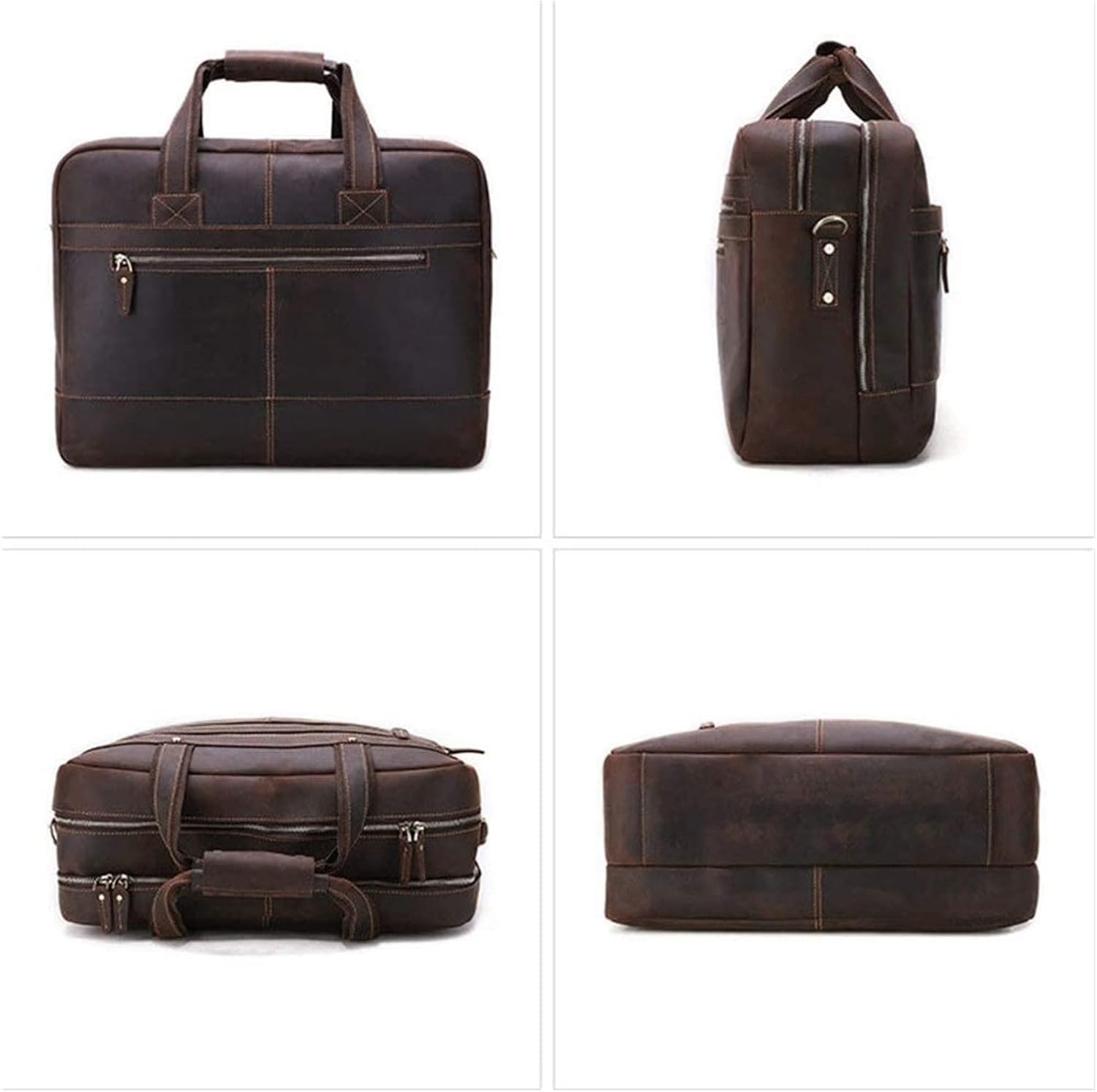 Briefcases Vintage Messenger Handbag, Leather Briefcase 17" Laptop Tote Large Capacity Bag bag
