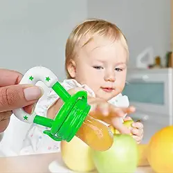 Porta Fruta Chupeta Alimentação Silicone Bebê BPA Free Verde