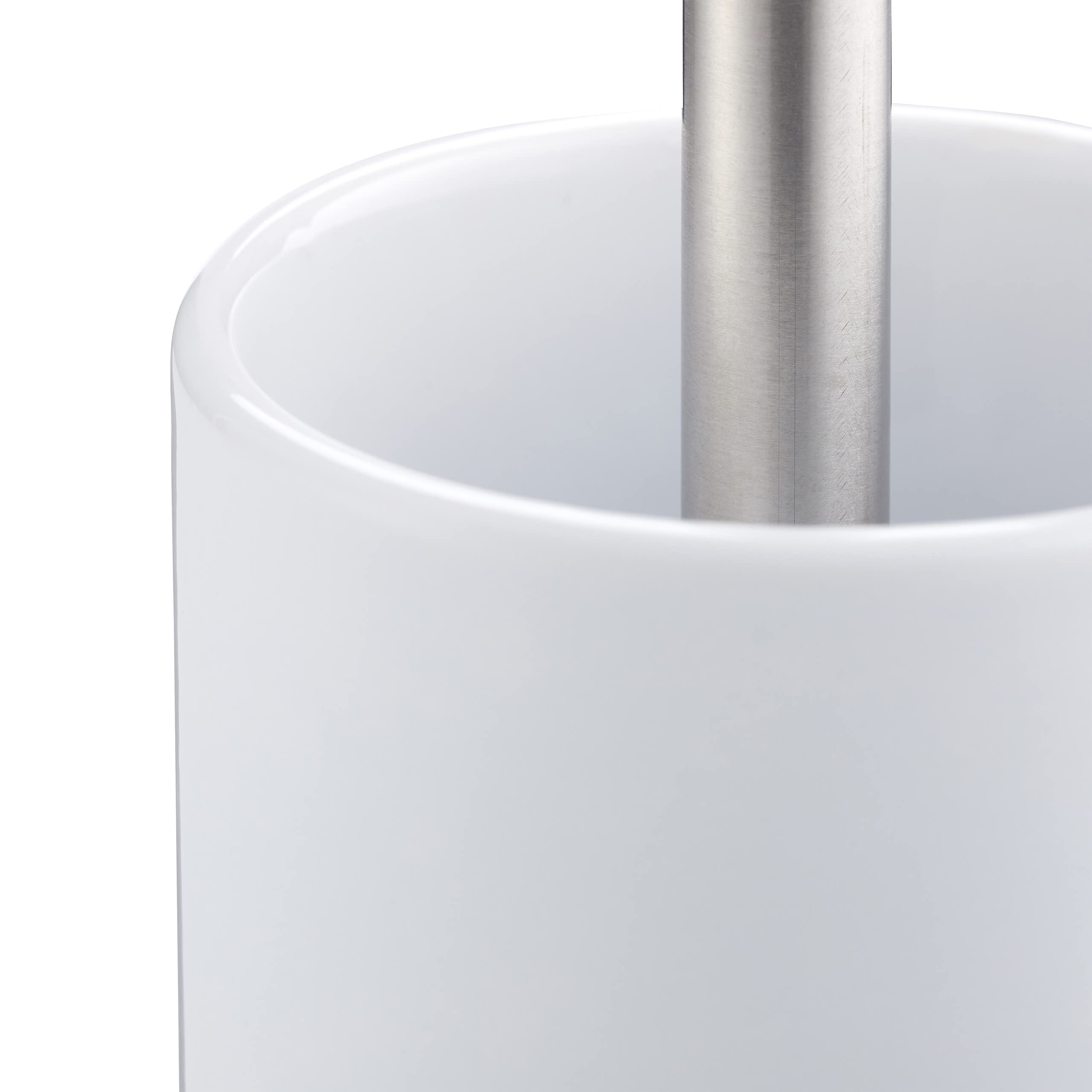 Relaxdays Set di Scopino e Portascopino in Ceramica, per Bagno e WC, Testa Sostituibile, 36 cm, da Toilette, Bianco